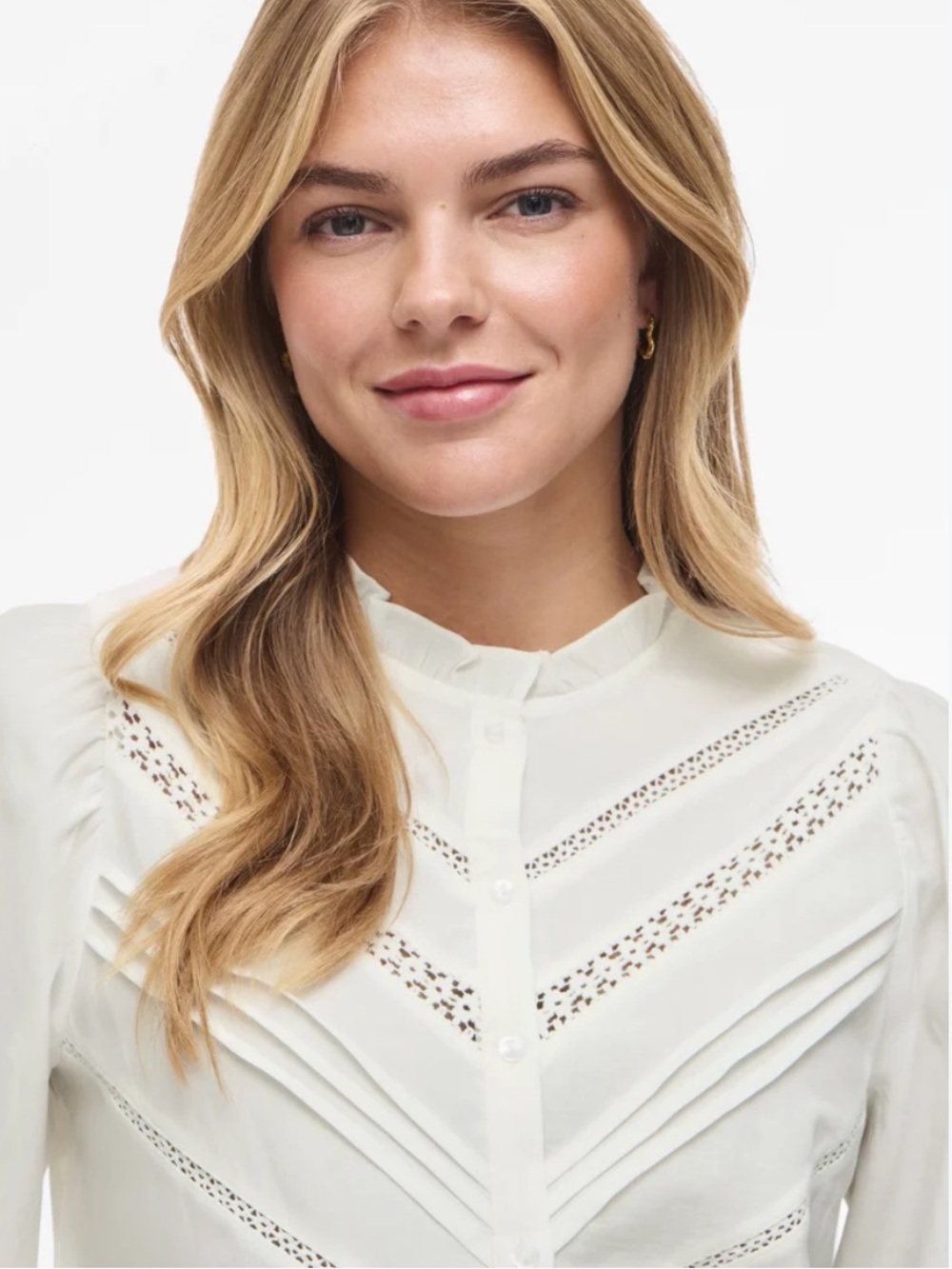 Sundance Boho Cotton Cream Button-Down Long Sleeve Top